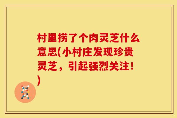 村里捞了个肉灵芝什么意思(小村庄发现珍贵灵芝，引起强烈关注！)