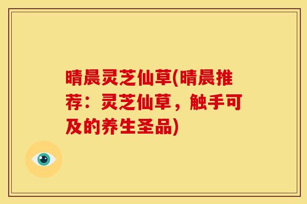 晴晨灵芝仙草(晴晨推荐:灵芝仙草,触手可及的养生圣品)