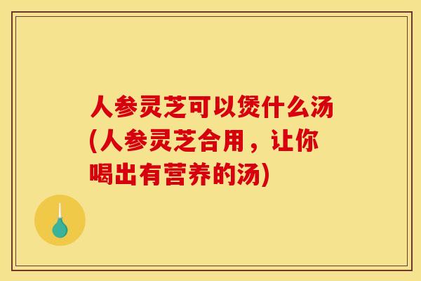 人参灵芝可以煲什么汤(人参灵芝合用,让你喝出有营养的汤)