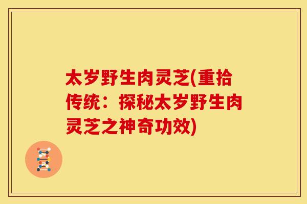 太岁野生肉灵芝(重拾传统:探秘太岁野生肉灵芝之神奇功效)