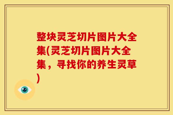 整块灵芝切片图片大全集(灵芝切片图片大全集,寻找你的养生灵草)
