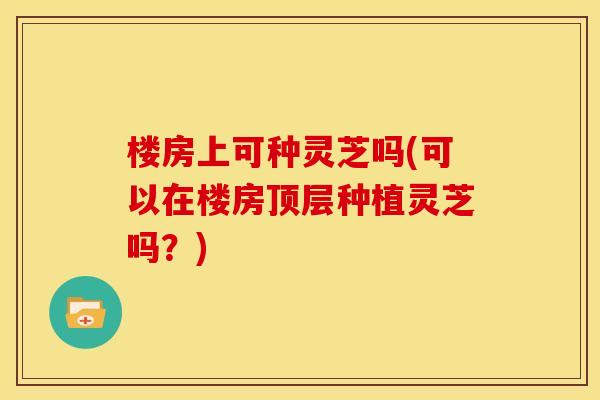 楼房上可种灵芝吗(可以在楼房顶层种植灵芝吗?)