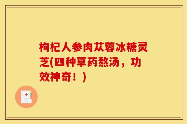 枸杞人参肉苁蓉冰糖灵芝(四种草药熬汤,功效神奇!)