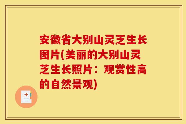 安徽省大别山灵芝生长图片(美丽的大别山灵芝生长照片:观赏性高的自然景观)