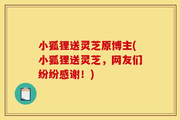 小狐狸送灵芝原博主(小狐狸送灵芝,网友们纷纷感谢!)
