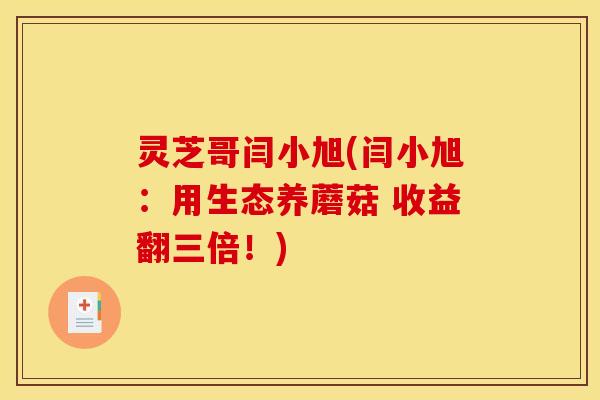 灵芝哥闫小旭(闫小旭:用生态养蘑菇 收益翻三倍!)