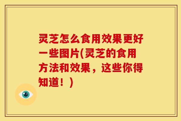 灵芝怎么食用效果更好一些图片(灵芝的食用方法和效果,这些你得知道!)