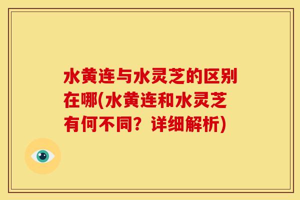 水黄连与水灵芝的区别在哪(水黄连和水灵芝有何不同?详细解析)