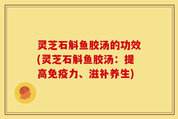 灵芝石斛鱼胶汤的功效(灵芝石斛鱼胶汤：提高免疫力、滋补养生)
