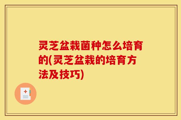 灵芝盆栽菌种怎么培育的(灵芝盆栽的培育方法及技巧)