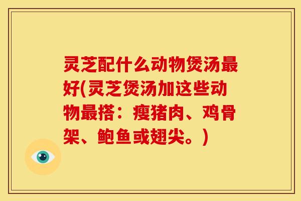 灵芝配什么动物煲汤最好(灵芝煲汤加这些动物最搭：瘦猪肉、鸡骨架、鲍鱼或翅尖。)