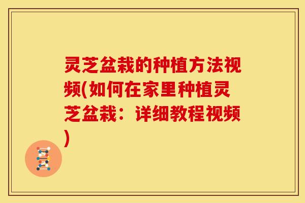 灵芝盆栽的种植方法视频(如何在家里种植灵芝盆栽:详细教程视频)