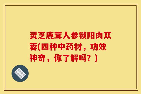 灵芝鹿茸人参锁阳肉苁蓉(四种中药材,功效神奇,你了解吗?)