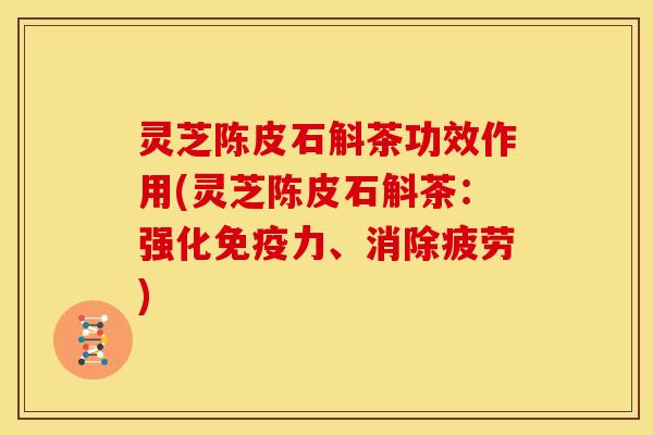 灵芝陈皮石斛茶功效作用(灵芝陈皮石斛茶:强化免疫力、消除疲劳)