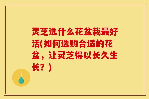 灵芝选什么花盆栽最好活(如何选购合适的花盆,让灵芝得以长久生长?)
