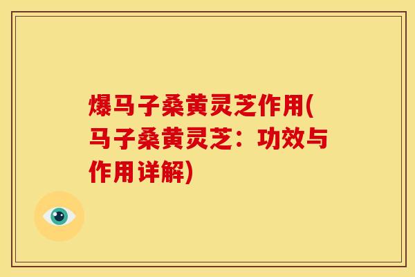爆马子桑黄灵芝作用(马子桑黄灵芝:功效与作用详解)