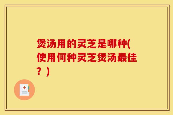 煲汤用的灵芝是哪种(使用何种灵芝煲汤最佳?)