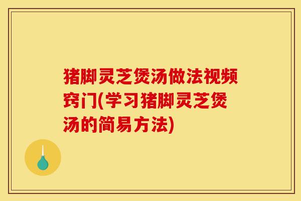 猪脚灵芝煲汤做法视频窍门(学习猪脚灵芝煲汤的简易方法)