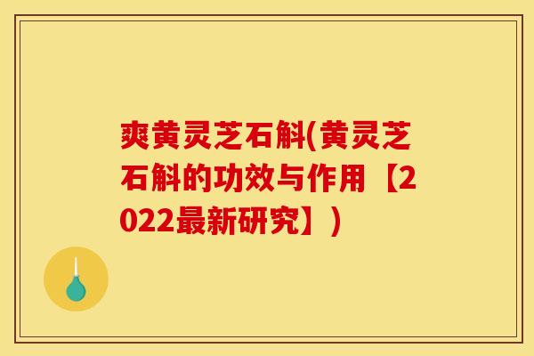 爽黄灵芝石斛(黄灵芝石斛的功效与作用【2022最新研究】)