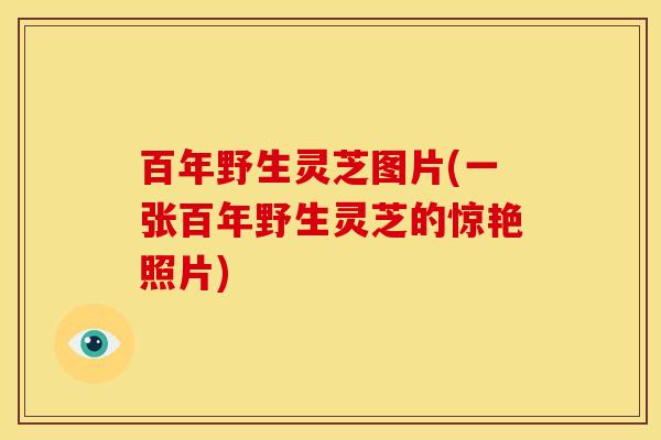 百年野生灵芝图片(一张百年野生灵芝的惊艳照片)