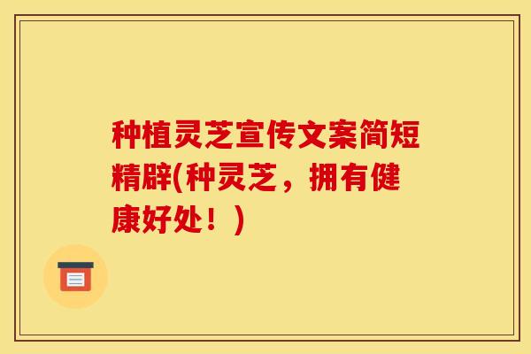 种植灵芝宣传文案简短精辟(种灵芝,拥有健康好处!)