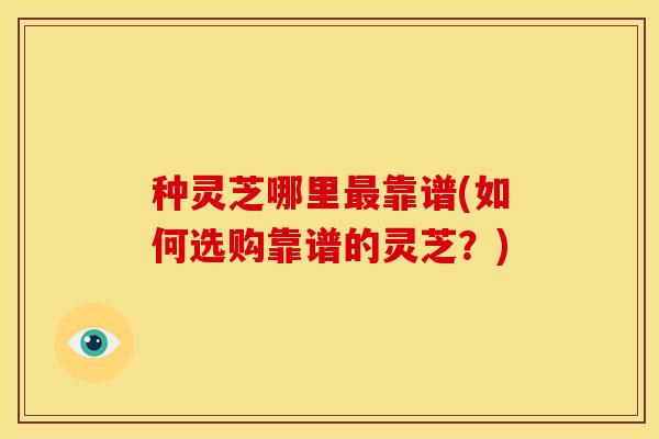 种灵芝哪里最靠谱(如何选购靠谱的灵芝？)