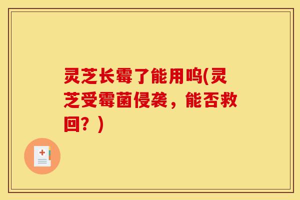 灵芝长霉了能用呜(灵芝受霉菌侵袭，能否救回？)