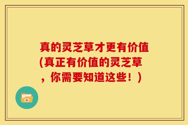 真的灵芝草才更有价值(真正有价值的灵芝草,你需要知道这些!)