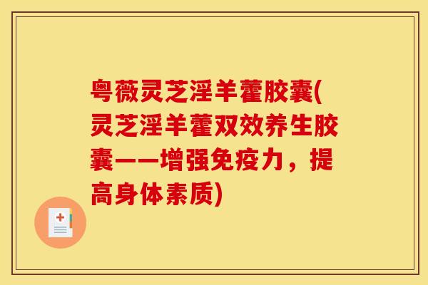 粤薇灵芝淫羊藿胶囊(灵芝淫羊藿双效养生胶囊——增强免疫力，提高身体素质)