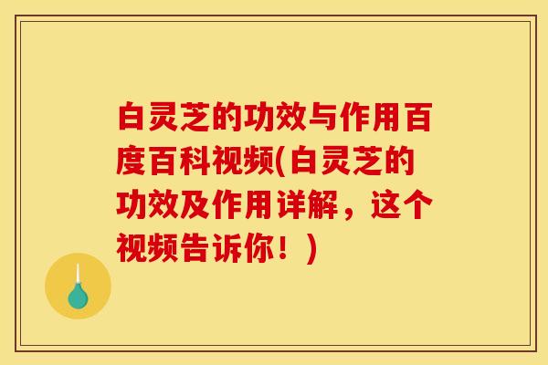 白灵芝的功效与作用百度百科视频(白灵芝的功效及作用详解，这个视频告诉你！)