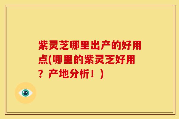 紫灵芝哪里出产的好用点(哪里的紫灵芝好用？产地分析！)
