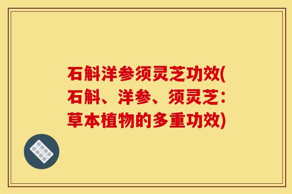 石斛洋参须灵芝功效(石斛、洋参、须灵芝：草本植物的多重功效)