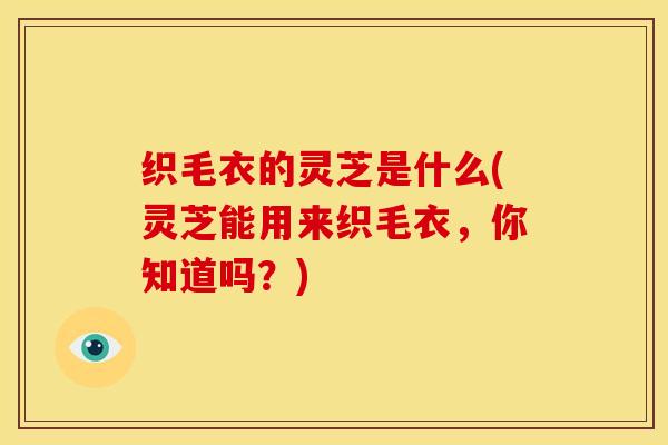 织毛衣的灵芝是什么(灵芝能用来织毛衣,你知道吗?)