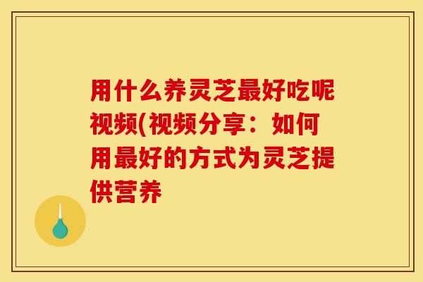 用什么养灵芝最好吃呢视频(视频分享：如何用最好的方式为灵芝提供营养