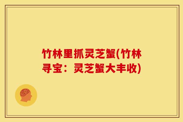 竹林里抓灵芝蟹(竹林寻宝：灵芝蟹大丰收)