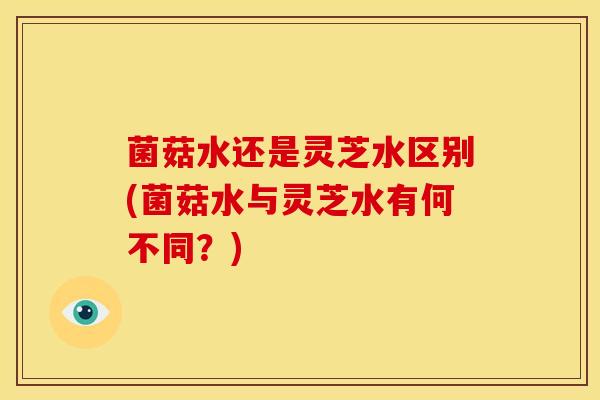 菌菇水还是灵芝水区别(菌菇水与灵芝水有何不同?)