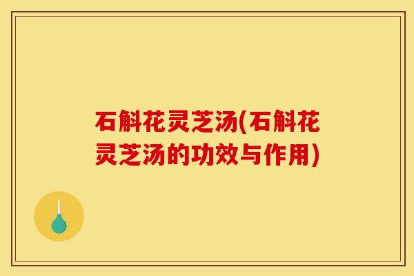 石斛花灵芝汤(石斛花灵芝汤的功效与作用)