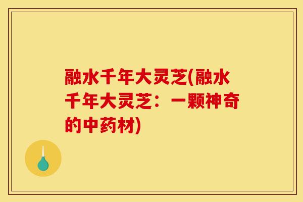 融水千年大灵芝(融水千年大灵芝:一颗神奇的中药材)