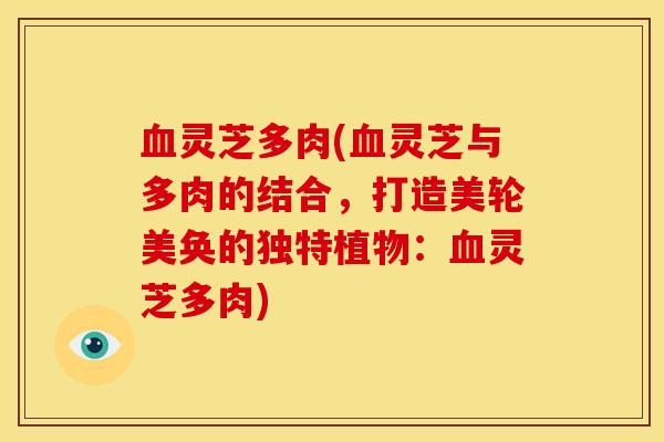 血灵芝多肉(血灵芝与多肉的结合,打造美轮美奂的独特植物:血灵芝多肉)