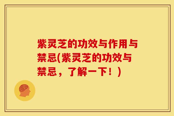 紫灵芝的功效与作用与禁忌(紫灵芝的功效与禁忌,了解一下!)