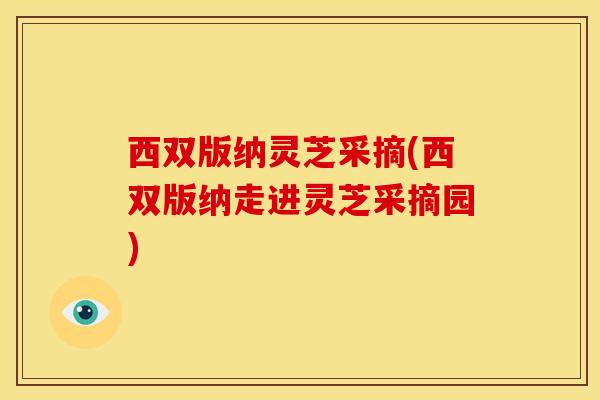 西双版纳灵芝采摘(西双版纳走进灵芝采摘园)