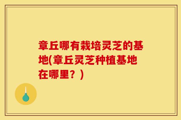 章丘哪有栽培灵芝的基地(章丘灵芝种植基地在哪里?)