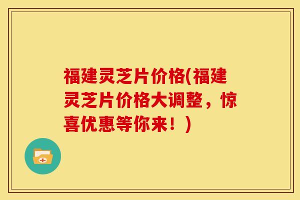 福建灵芝片价格(福建灵芝片价格大调整，惊喜优惠等你来！)