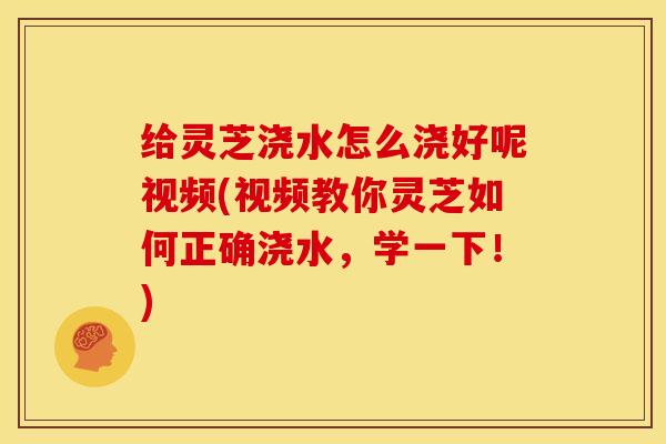 给灵芝浇水怎么浇好呢视频(视频教你灵芝如何正确浇水,学一下!)