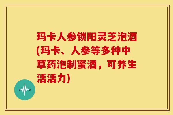 玛卡人参锁阳灵芝泡酒(玛卡、人参等多种中草药泡制蜜酒，可养生活活力)