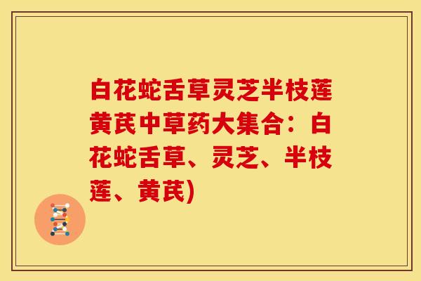 白花蛇舌草灵芝半枝莲黄芪中草药大集合:白花蛇舌草、灵芝、半枝莲、黄芪)