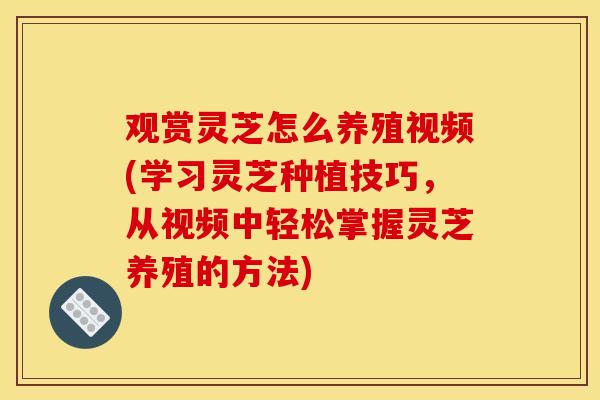 观赏灵芝怎么养殖视频(学习灵芝种植技巧，从视频中轻松掌握灵芝养殖的方法)