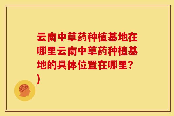 云南中草药种植基地在哪里云南中草药种植基地的具体位置在哪里？)