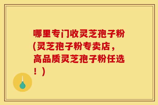 哪里专门收灵芝孢子粉(灵芝孢子粉专卖店,高品质灵芝孢子粉任选!)