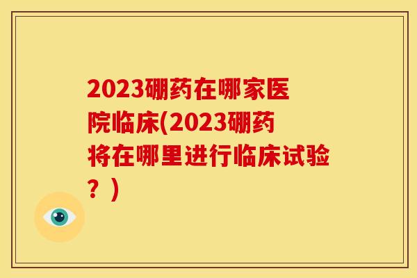 2023硼药在哪家医院临床(2023硼药将在哪里进行临床试验？)